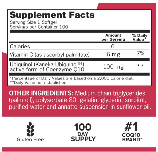Qunol Mega Ubiquinol 100mg CoQ10, 100 softgels, 100% Ori Bestseller