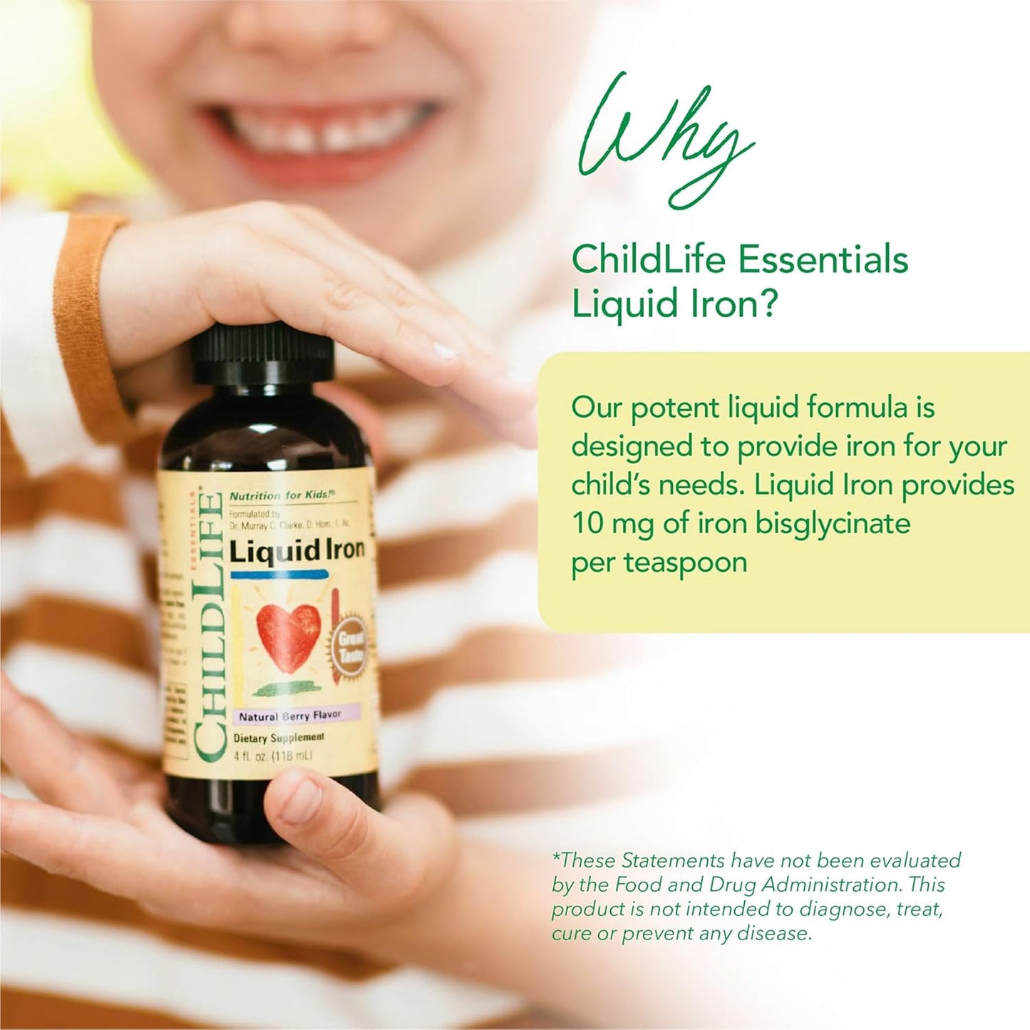 Childlife Liquid Iron - Liquid Iron Supplements for Kids, Iron Drops, Toddler Iron Supplement, Iron Liquid, Iron for Kids, Baby Iron Supplement, Gluten Free - Natural Berry, 118ml