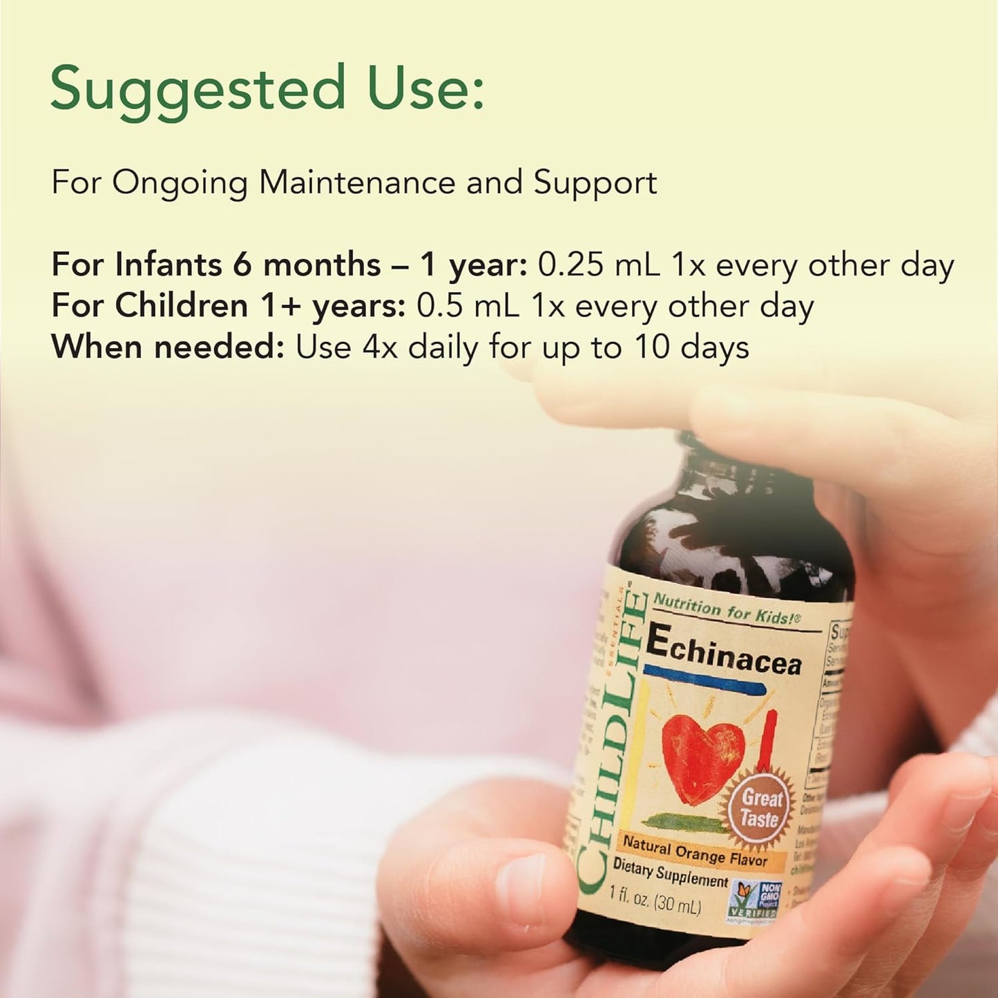 Childlife Echinacea for Kids - Immune Booster for Kids, All-Natural, Gluten-Free, Allergen-Free, Kids Echinacea Drops - Natural Orange Flavor, 1-Ounce Bottle (1 Fl Oz ) 30ml