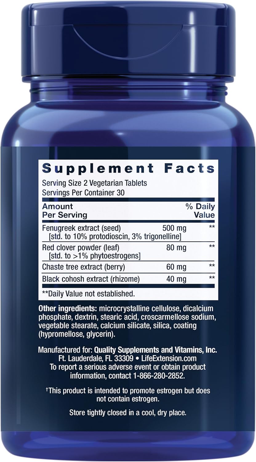 Life Extension Estrogen Balance Elite, Suplemen Pendukung Menopause, Keseimbangan Hormon, Rasa Panas, Keringat Malam, Kekeringan Vagina, Bebas Gluten, Non-GMO, Vegetarian, 60 Tablet.