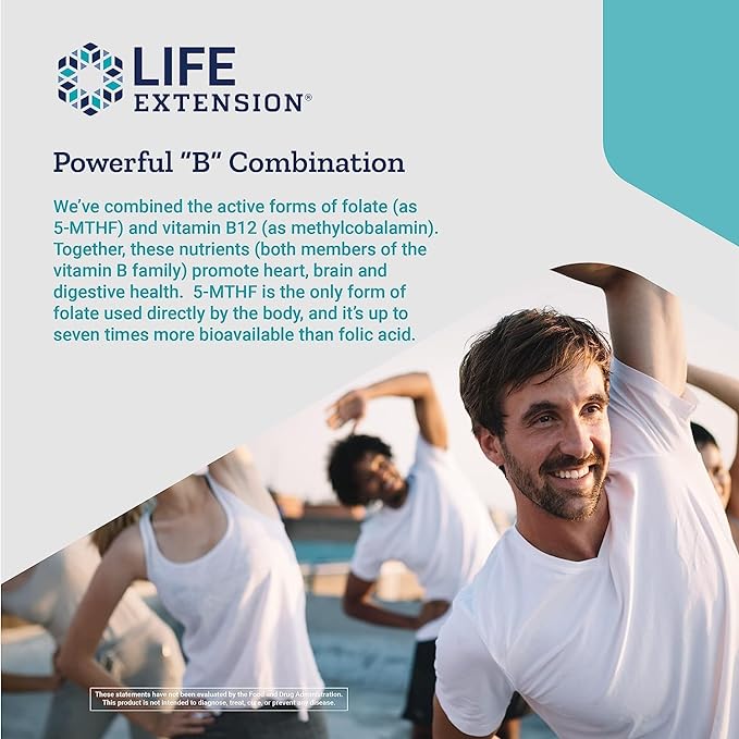 Life Extension BioActive Folat & Vitamin B12 – 90 Kapsul