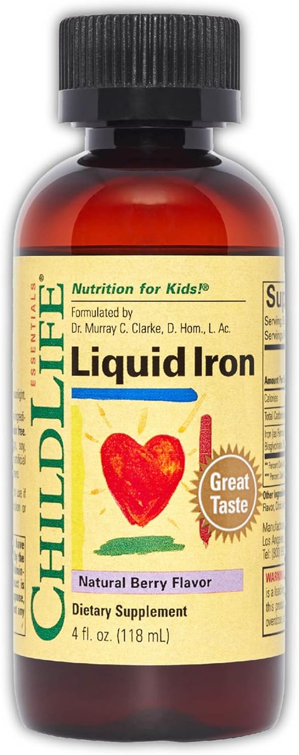 Childlife Liquid Iron - Liquid Iron Supplements for Kids, Iron Drops, Toddler Iron Supplement, Iron Liquid, Iron for Kids, Baby Iron Supplement, Gluten Free - Natural Berry, 118ml