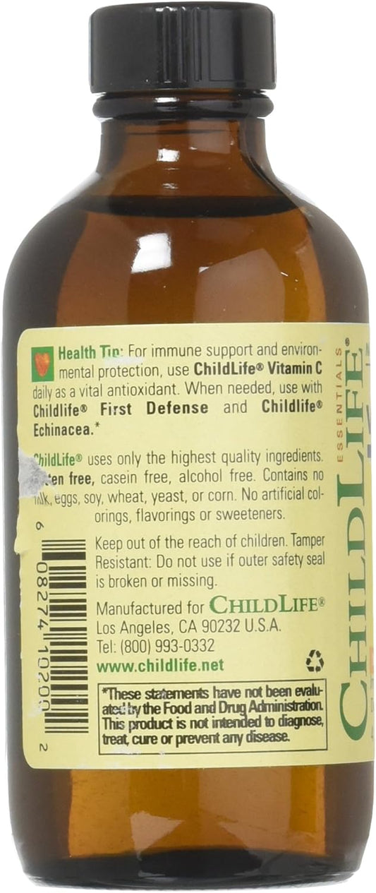 Childlife Vitamin C - Vitamin C Liquid for Kids, Toddlers, & Babies, Pure Vitamin C Supplement, Immune System Support, Natural Orange Flavor, 118ml