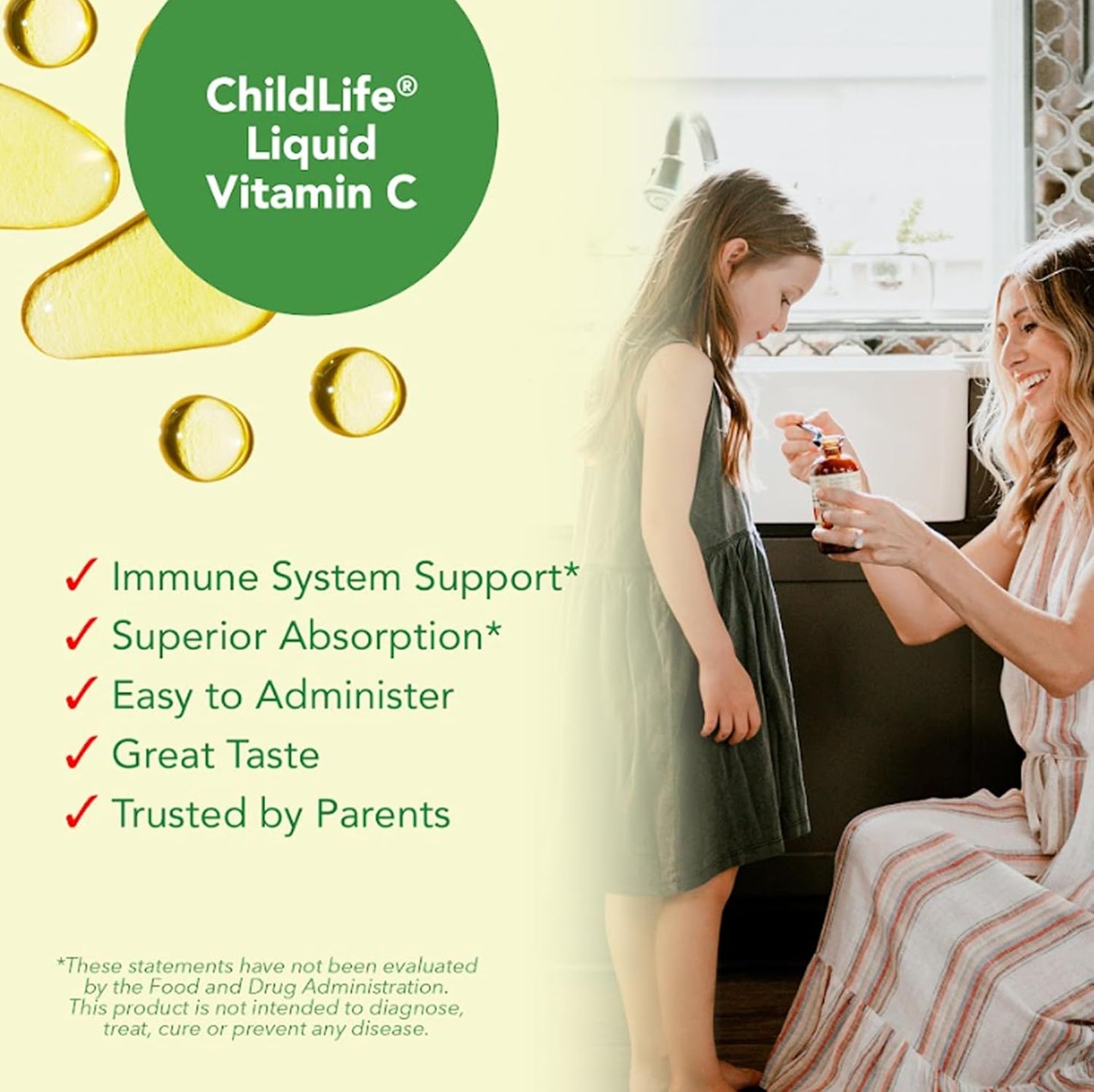 Childlife Vitamin C - Vitamin C Liquid for Kids, Toddlers, & Babies, Pure Vitamin C Supplement, Immune System Support, Natural Orange Flavor, 118ml