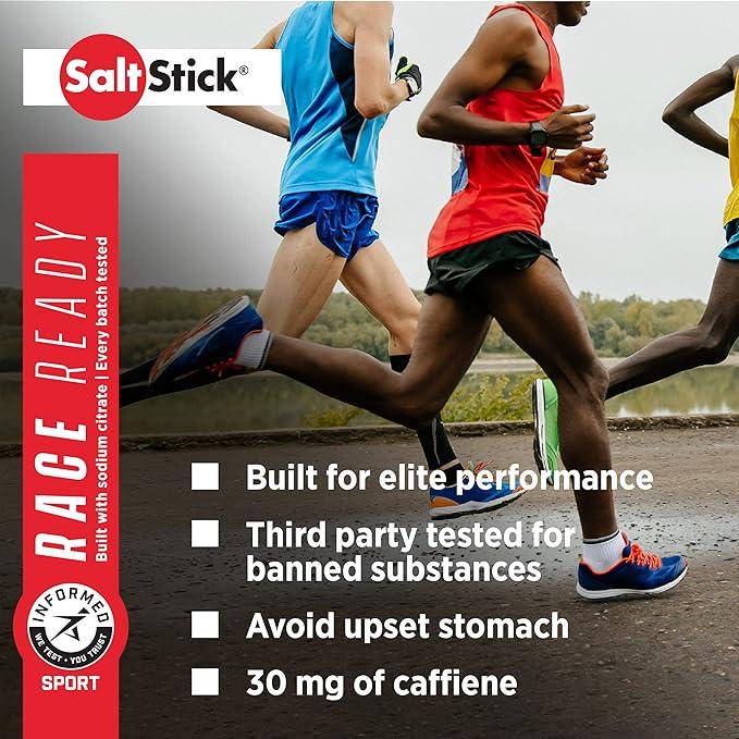 SaltStick Electrolytes with Caffeine - 100 caps| Berlari, Hidrasi, Pereda Kram Kaki, Pemulihan Olahraga, Mendaki Gunung