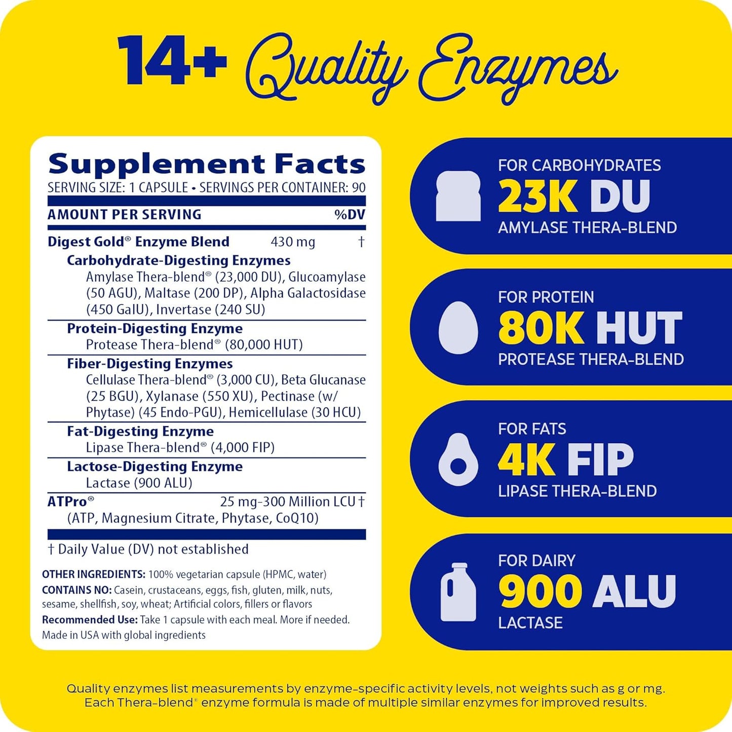 Enzymedica Digest Gold Enzymes| #1 digestive enzymes | Maximum Strength, Fast-Acting, Membantu Mencerna Makanan Besar, Mencegah Kembung dan Gas, 90 Capsules