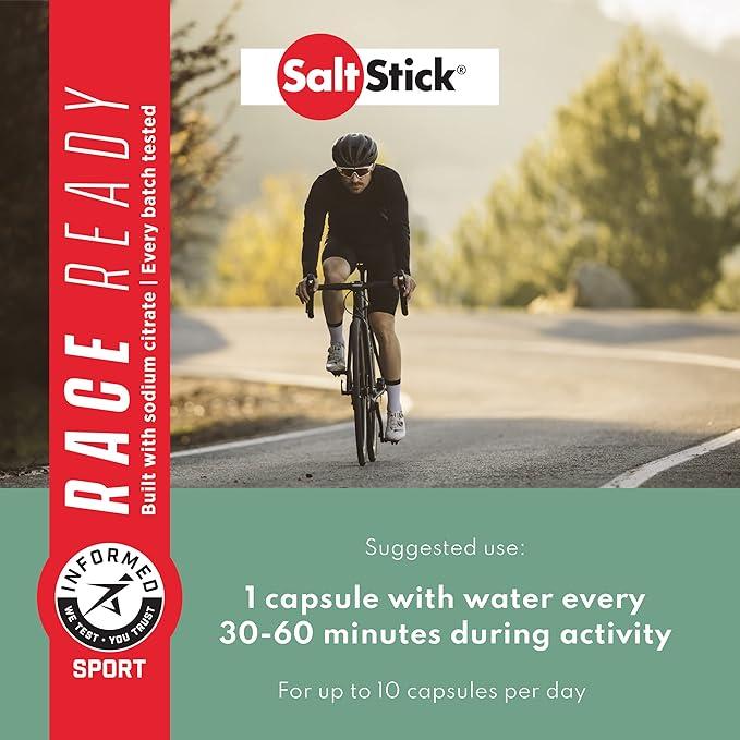 SaltStick Electrolytes with Caffeine - 100 caps| Berlari, Hidrasi, Pereda Kram Kaki, Pemulihan Olahraga, Mendaki Gunung