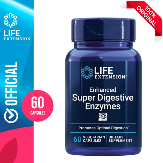 Life Extension Enhanced Super Digestive Enzymes - Digestive Health Support Supplement - Protease - Targets fat, protein, carb Digestion 60 Capsules