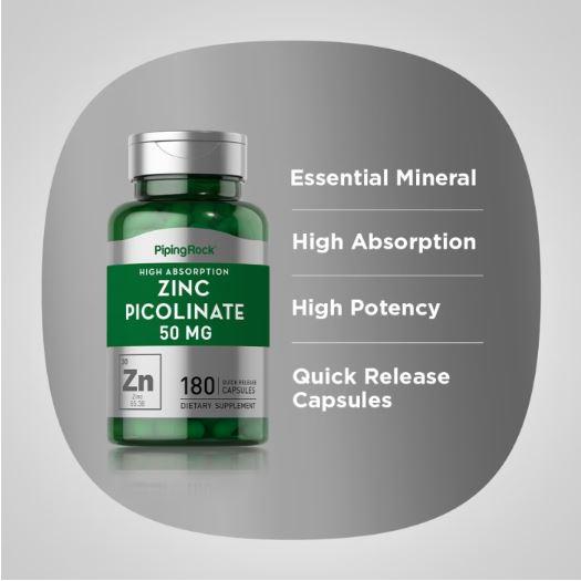 Zinc Picolinate 50 mg, Pipingrock Zinc Picolinate 180 capsule