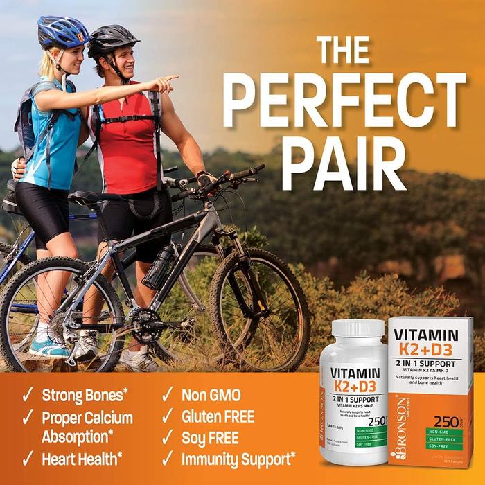 Bronson K2 D3 | Bronson Vitamin K2 D3 5000 IU | 120 tabs | Bronson D3 K2 Bone & Health Support