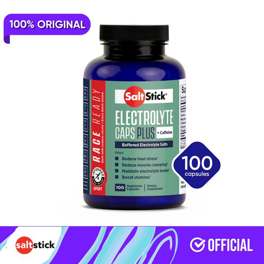 SaltStick Electrolytes with Caffeine - 100 caps| Berlari, Hidrasi, Pereda Kram Kaki, Pemulihan Olahraga, Mendaki Gunung