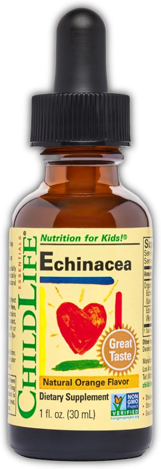Childlife Echinacea for Kids - Immune Booster for Kids, All-Natural, Gluten-Free, Allergen-Free, Kids Echinacea Drops - Natural Orange Flavor, 1-Ounce Bottle (1 Fl Oz ) 30ml