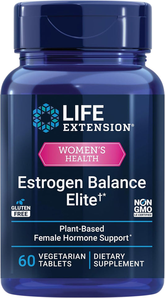 Life Extension Estrogen Balance Elite, Suplemen Pendukung Menopause, Keseimbangan Hormon, Rasa Panas, Keringat Malam, Kekeringan Vagina, Bebas Gluten, Non-GMO, Vegetarian, 60 Tablet.