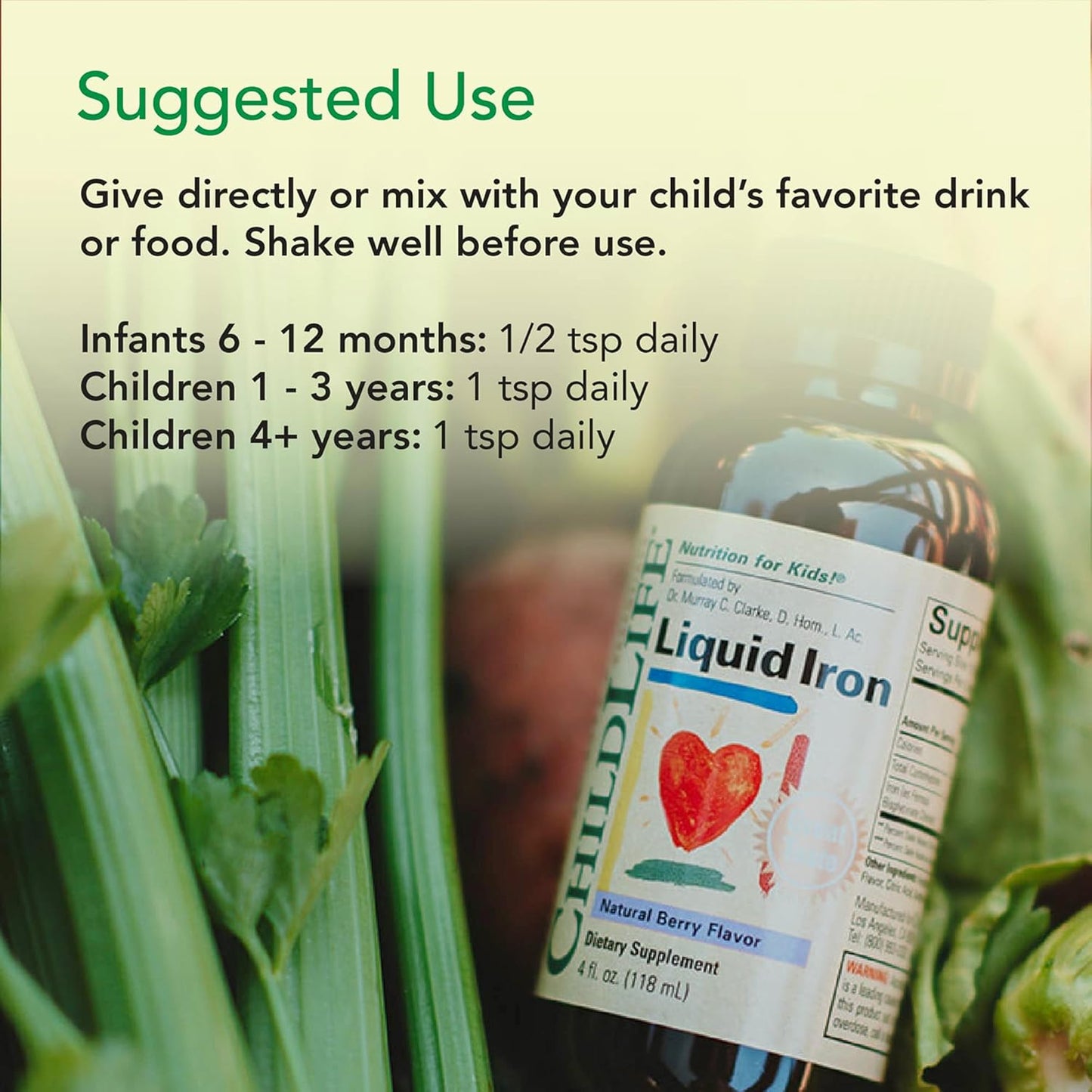 Childlife Liquid Iron - Liquid Iron Supplements for Kids, Iron Drops, Toddler Iron Supplement, Iron Liquid, Iron for Kids, Baby Iron Supplement, Gluten Free - Natural Berry, 118ml