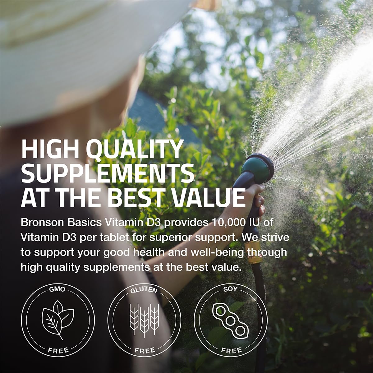 Bronson Vitamin D3 10,000 IU (250 MCG) for Healthy Muscle Function and Immune Support, Non-GMO, 180 Tablets