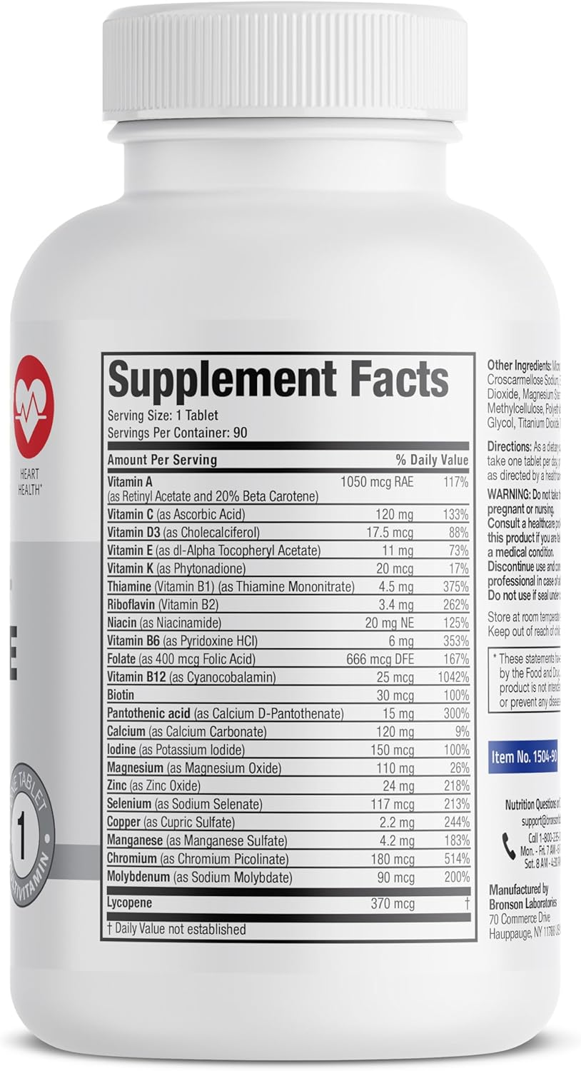 Bronson ONE Daily Mens 50+ Complete Multivitamin Multimineral, 90 Tablets