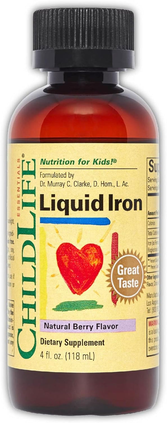 Childlife Liquid Iron - Liquid Iron Supplements for Kids, Iron Drops, Toddler Iron Supplement, Iron Liquid, Iron for Kids, Baby Iron Supplement, Gluten Free - Natural Berry, 118ml