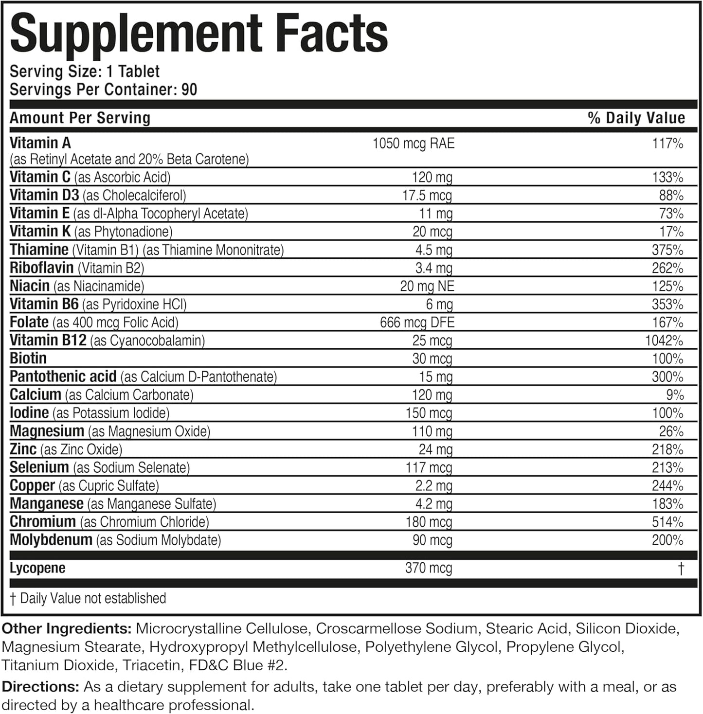 Bronson ONE Daily Mens 50+ Complete Multivitamin Multimineral, 90 Tablets