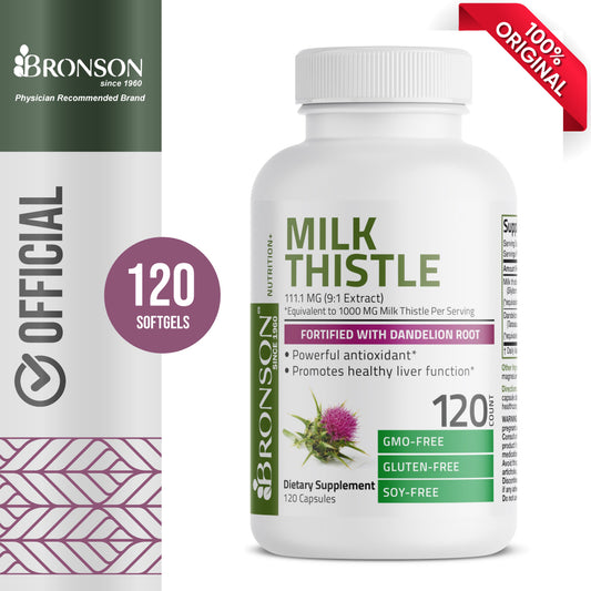 Bronson Milk Thistle Dandelion 1000mg 120 caps | Silymarin Marianum