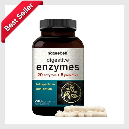 Naturebell Digestive Enzymes with Probiotics and Prebiotics, 240 Veggie Capsules | Gut Health Support for Women & Men – 20 Enzyme & 5 Prebiotic Pancreatic Complex | Non-GMO, Vegan | Guaranteed 100% Original | Distributor Resmi