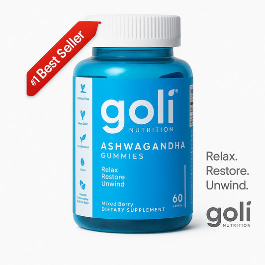 Goli Ashwagandha & Vitamin D Gummy - 60 Count - Mixed Berry, KSM-66, Vegan, Plant Based, Non-GMO, Gluten-Free & Gelatin Free Relax