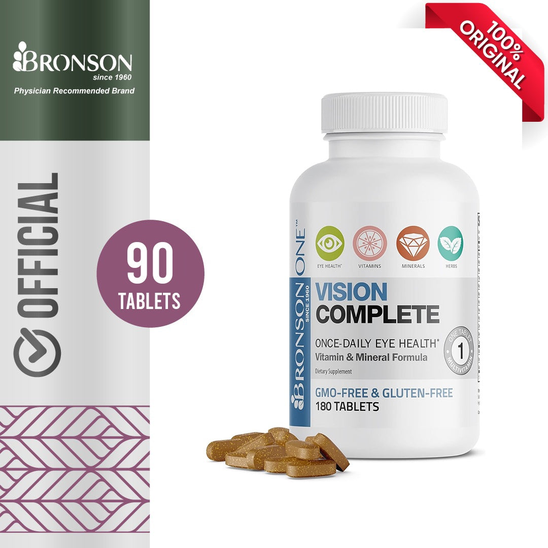 Bronson ONE Daily Vision Complete Eye Health Support Multivitamin Multimineral Supplement Formula, 180 Tablets
