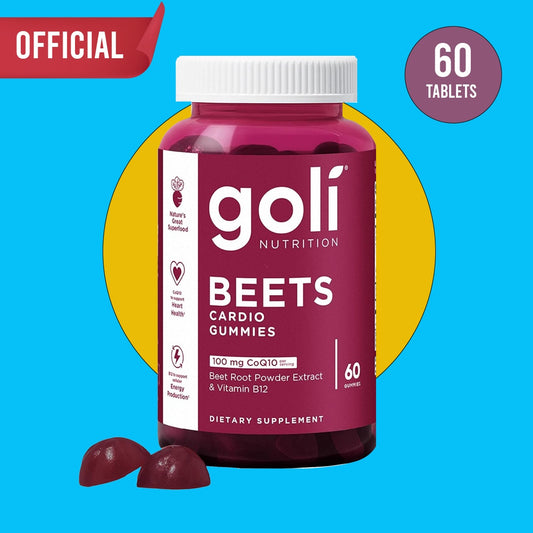 Goli Beets Cardio Gummy - 60 Count - 100mg CoQ10 & Beet Root Extract - Gluten-Free, Vegan, Non-GMO, and Gelatin-Free. Nature's Great Superfood.