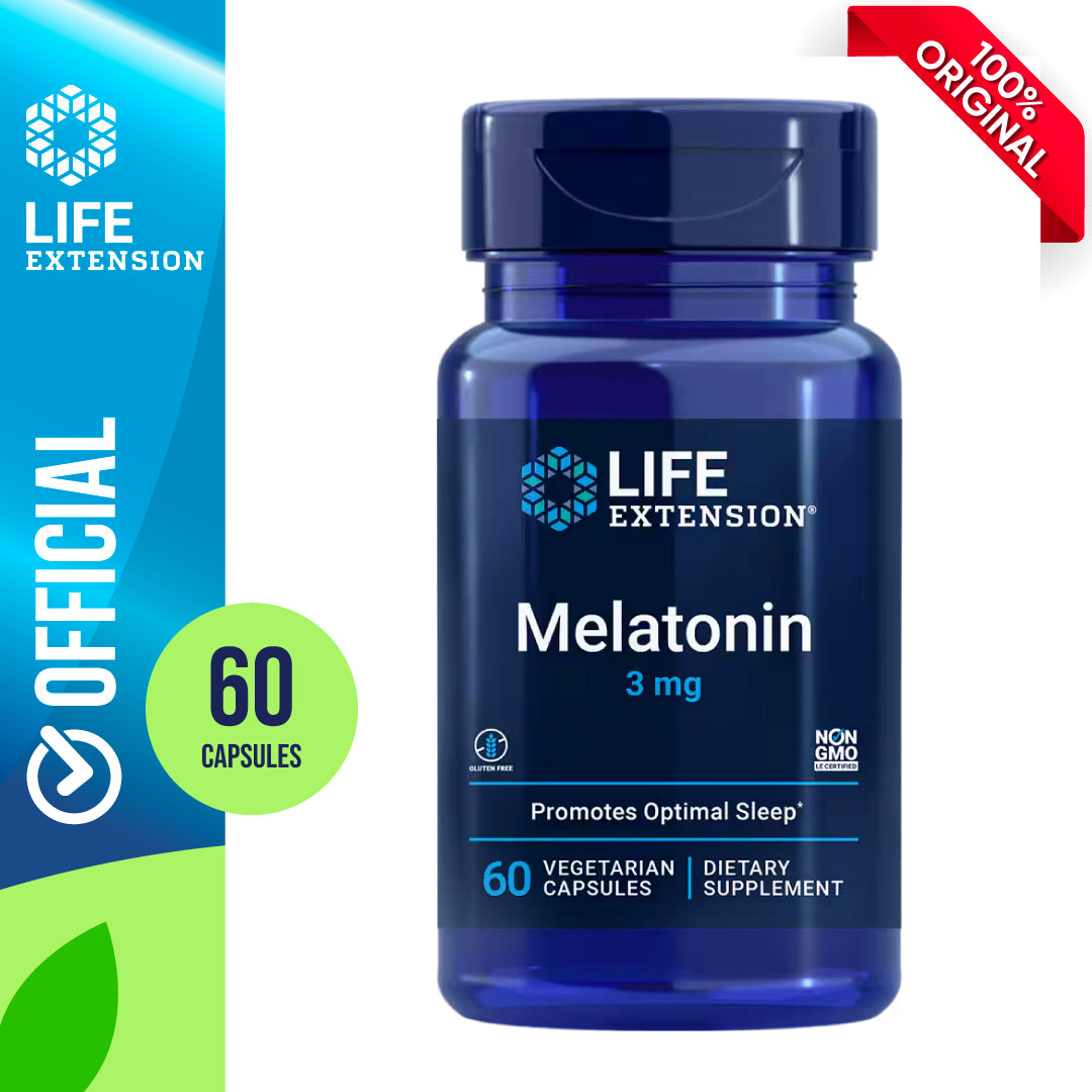 Life Extension Melatonin, 3 mg, Optimal Sleep Support, Healthy circadian Rhythms, Cellular Defense, Gluten-Free, Non-GMO, Vegetarian, 60 Capsules