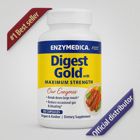Enzymedica Digest Gold Enzymes| #1 digestive enzymes | Maximum Strength, Fast-Acting, Membantu Mencerna Makanan Besar, Mencegah Kembung dan Gas, 90 Capsules