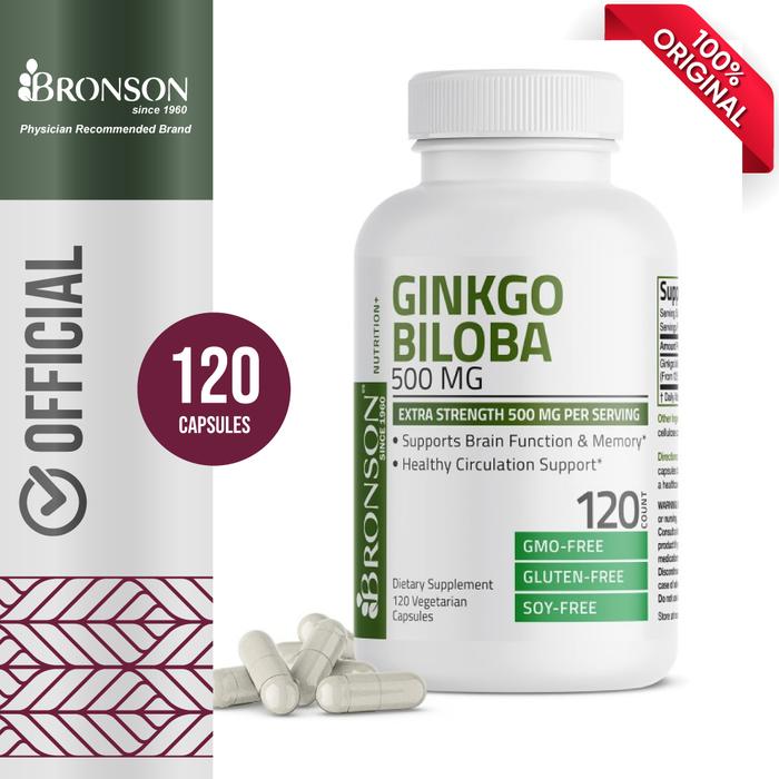Bronson Ginkgo Biloba 500 mg 120 tabs | Obat memori otak | Blood circulation