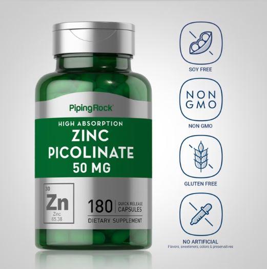Zinc Picolinate 50 mg, Pipingrock Zinc Picolinate 180 capsule