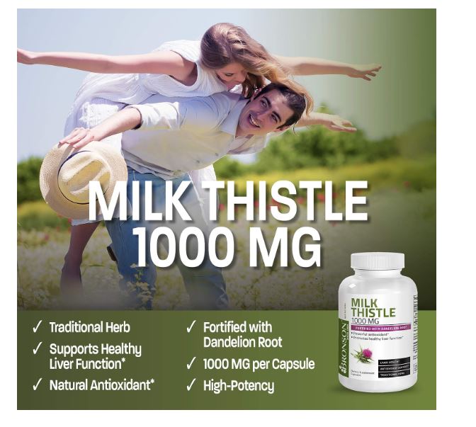 Bronson Milk Thistle Dandelion 1000mg 120 caps | Silymarin Marianum